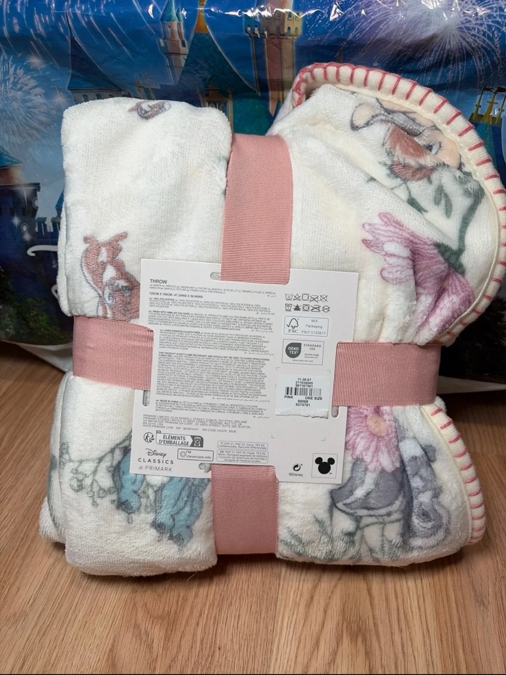 Disney Bambi and Friends Throw Blanket Floral Plush *Ultra Soft*  *Primark*-NEW